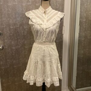 Zimmerman 100% cotton embroidered/lace detail mini dress Tulsi Fluttered